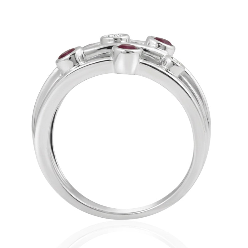 R-44723-RU-W  Diamond & Ruby Bubble Ring