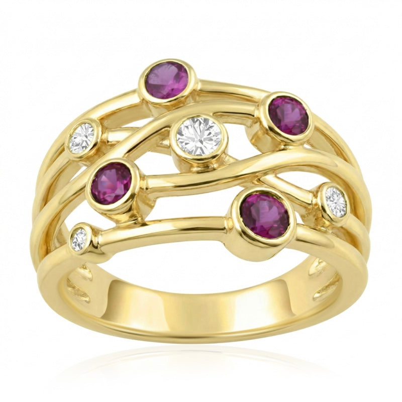 R-44723-RU-Y  Diamond & Ruby Bubble Ring