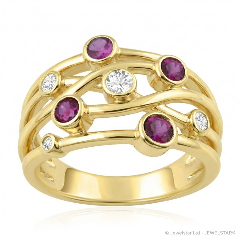R-44723-RU-Y  Diamond & Ruby Bubble Ring