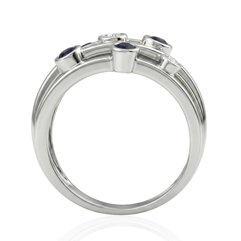 R-44723-SA-W  Diamond & Sapphire Bubble Ring