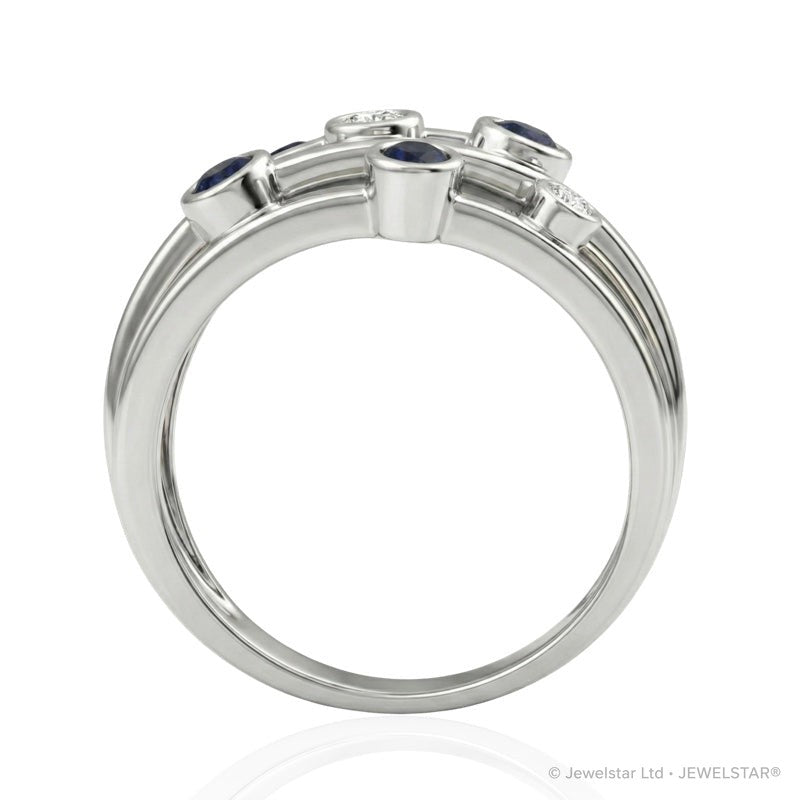 R-44723-SA-W  Diamond & Sapphire Bubble Ring