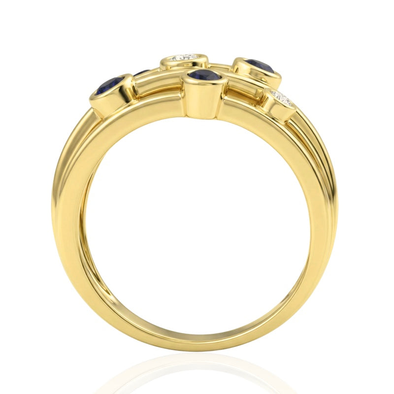 R-44723-SA-Y  Diamond & Sapphire Bubble Ring