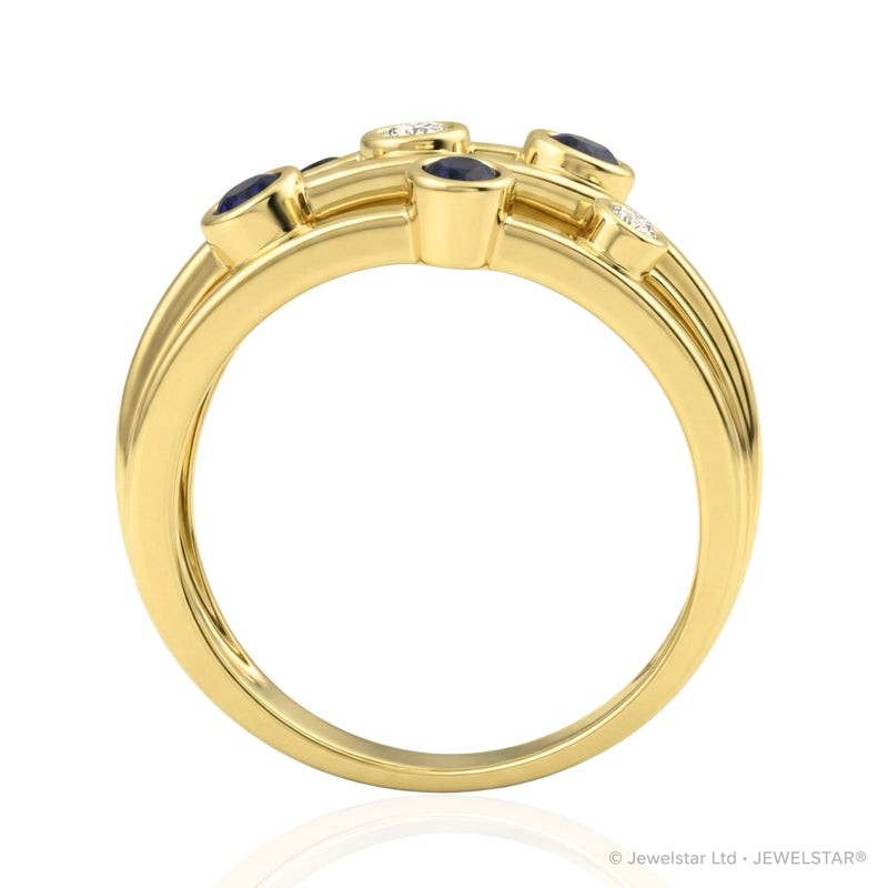 R-44723-SA-Y  Diamond & Sapphire Bubble Ring