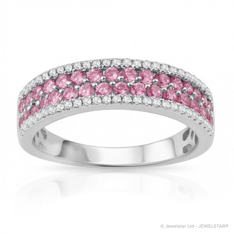 R-44724-PS-W  Diamond & Pink Sapphire Half Eternity Ring