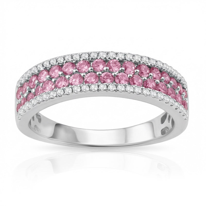 R-44724-PS-W  Diamond & Pink Sapphire Half Eternity Ring