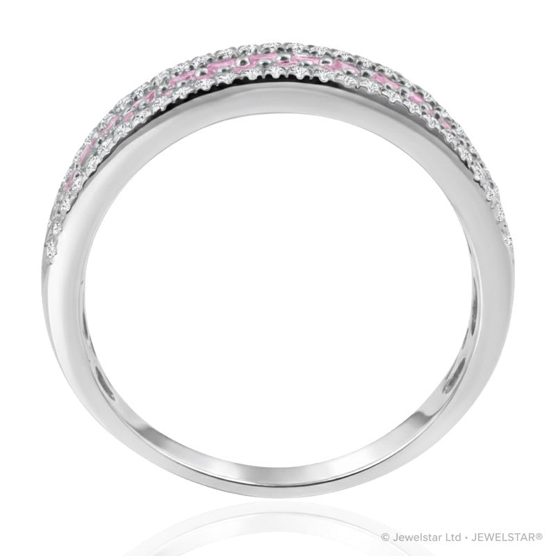 R-44724-PS-W  Diamond & Pink Sapphire Half Eternity Ring