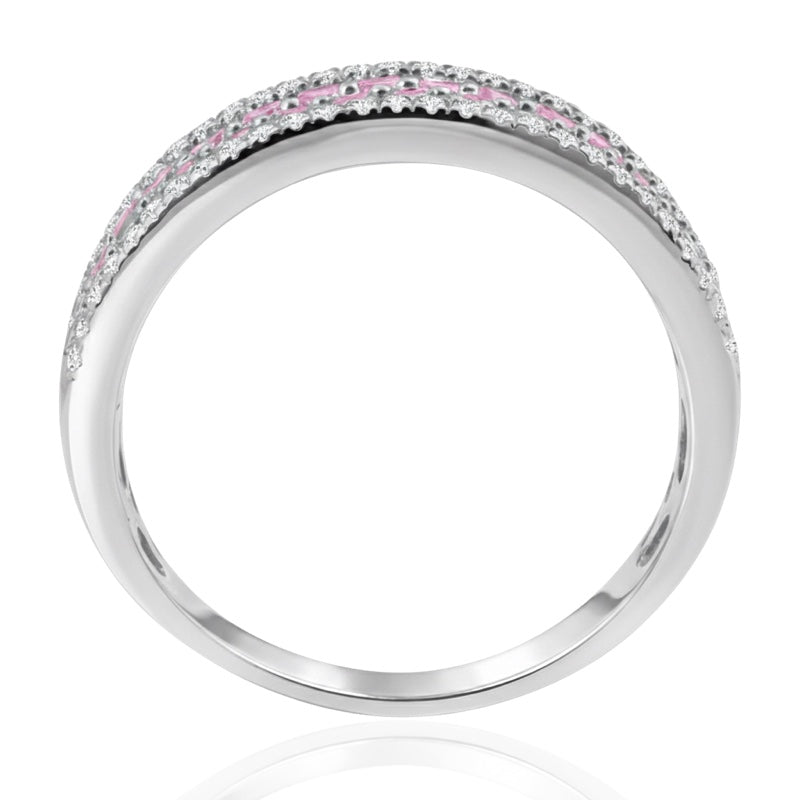 R-44724-PS-W  Diamond & Pink Sapphire Half Eternity Ring