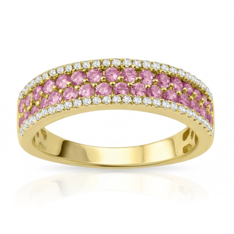 R-44724-PS-Y  Diamond & Pink Sapphire Half Eternity Ring