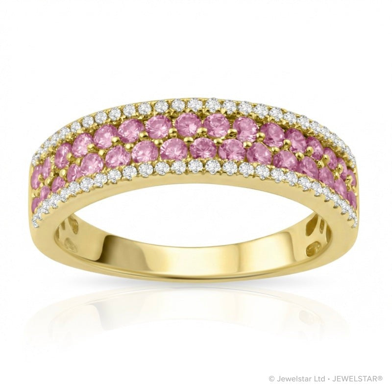 R-44724-PS-Y  Diamond & Pink Sapphire Half Eternity Ring