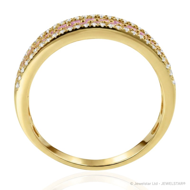 R-44724-PS-Y  Diamond & Pink Sapphire Half Eternity Ring