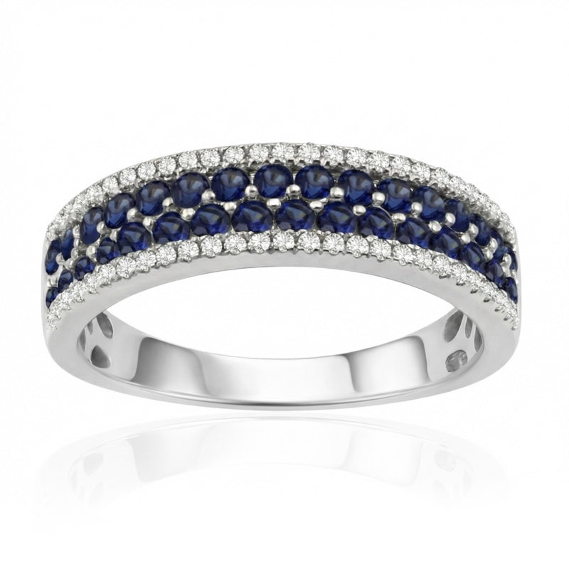 R-44724-SA-W   Diamond & Sapphire Half Eternity Ring
