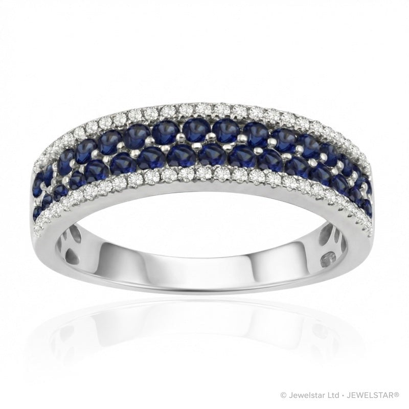 R-44724-SA-W   Diamond & Sapphire Half Eternity Ring