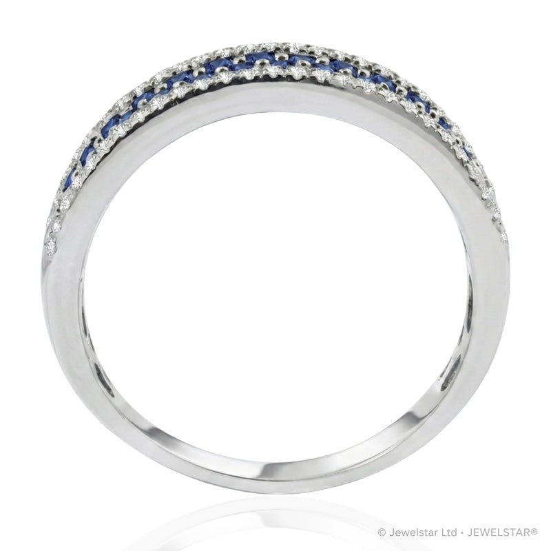 R-44724-SA-W   Diamond & Sapphire Half Eternity Ring