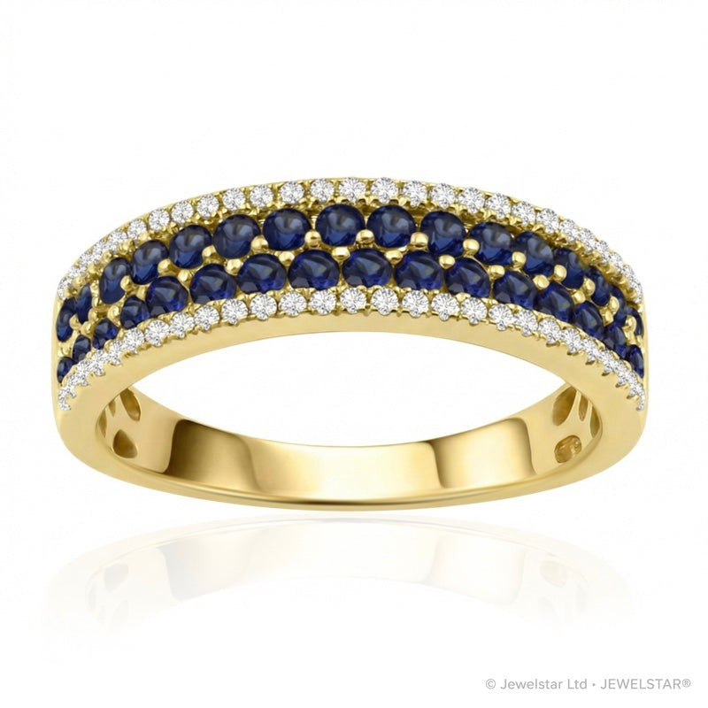 R-44724-SA-Y   Diamond & Sapphire Half Eternity Ring