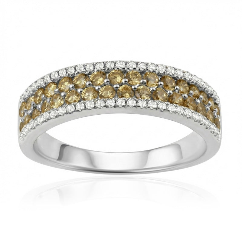 R-44724-YS-W  Diamond & Yellow Sapphire Half Eternity Ring