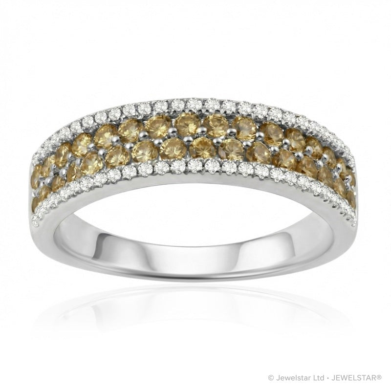 R-44724-YS-W  Diamond & Yellow Sapphire Half Eternity Ring