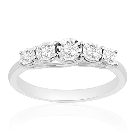 R-44855-AD-W   0.35ct Diamond Five Stone Ring