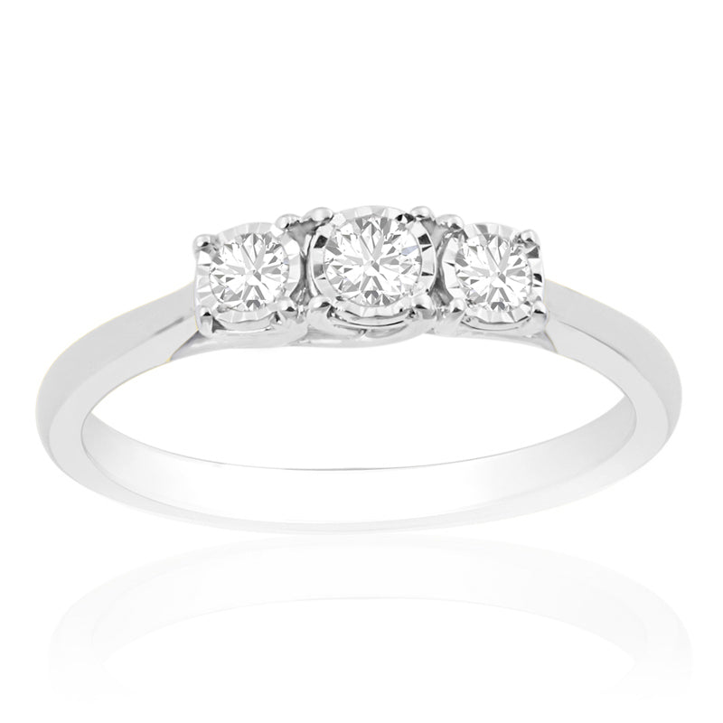 R-44856-AD-W   0.25ct Diamond Three Stone Ring