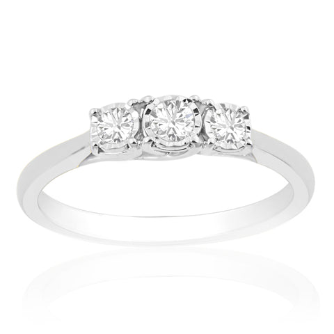 R-44856-AD-W   0.25ct Diamond Three Stone Ring