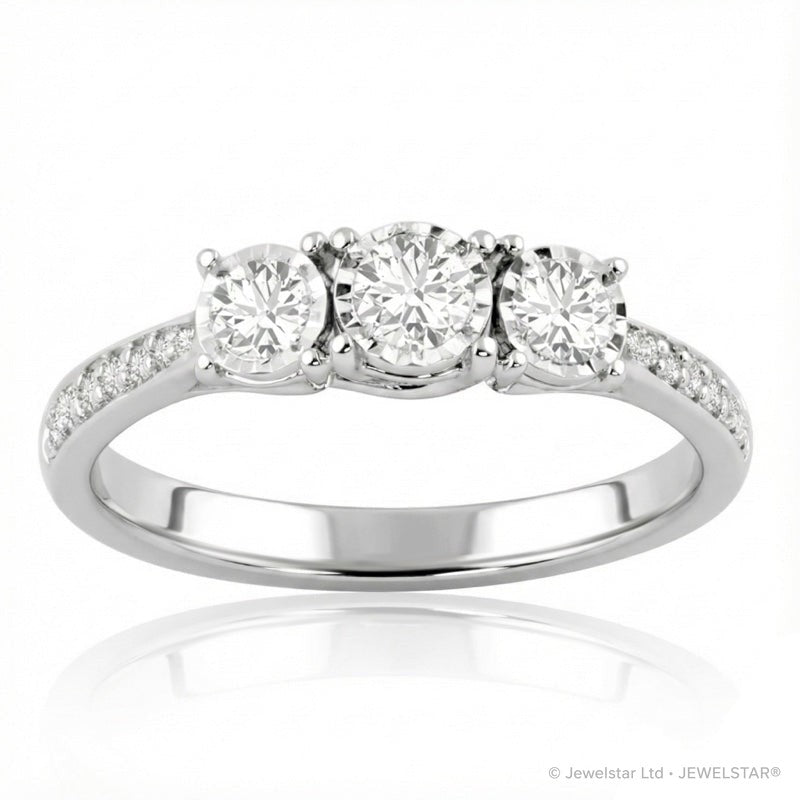 R-44860-AD-W  Diamond Three Stone Ring 0.46ct