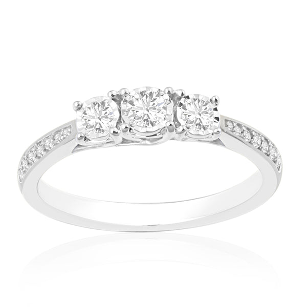 R-44861-AD-W   0.25ct Diamond Three Stone Ring