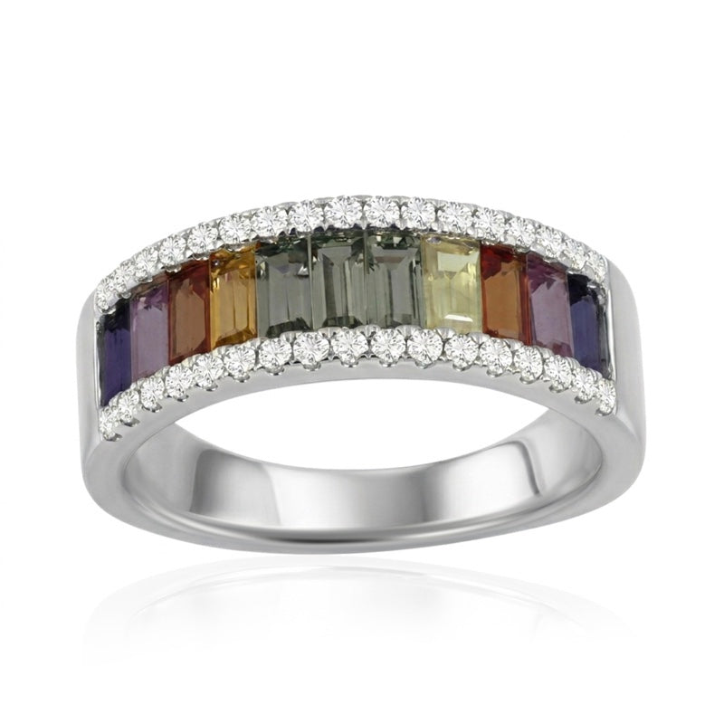 R-52502-CS-W  Diamond & Colour Sapphire Ring