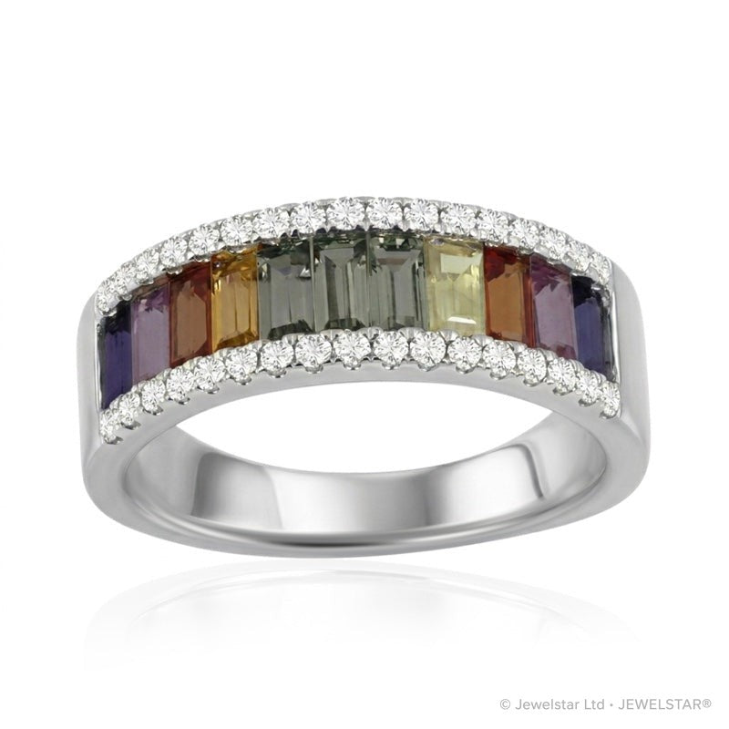 R-52502-CS-W  Diamond & Colour Sapphire Ring
