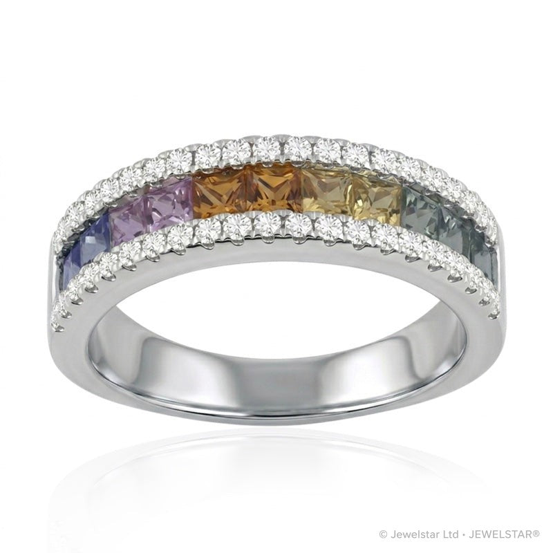 R-52503-CS-W  Diamond & Colour Sapphire Ring