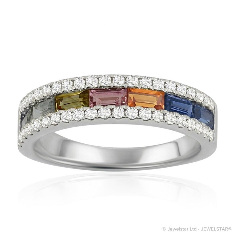 R-52504-CS-W  Diamond & Colour Sapphire Ring