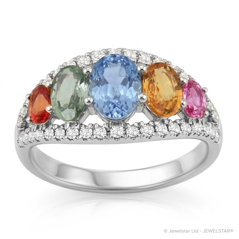 R-52506-CS-W  Diamond & Colour Sapphire Ring