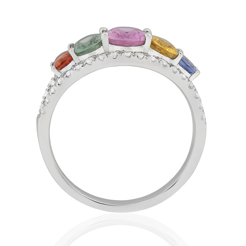 R-52506-CS-W  Diamond & Colour Sapphire Ring