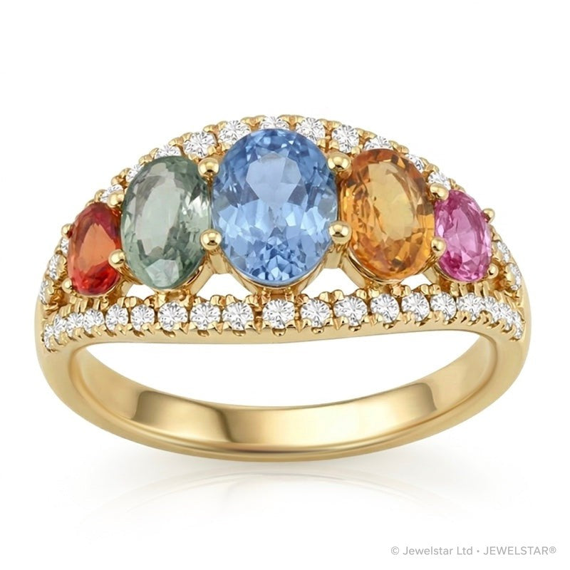 R-52506-CS-Y  Diamond & Colour Sapphire Ring