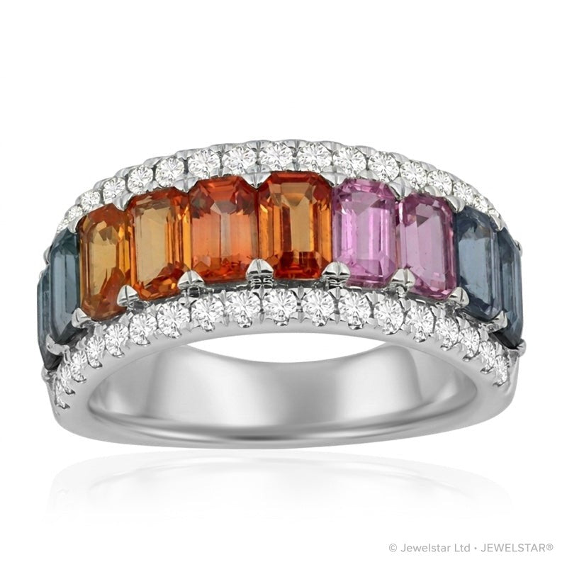 R-52507-CS-W  Diamond & Colour Sapphire Ring