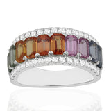 R-52507-CS-W  Diamond & Colour Sapphire Ring