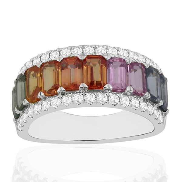 R-52507-CS-W  Diamond & Colour Sapphire Ring