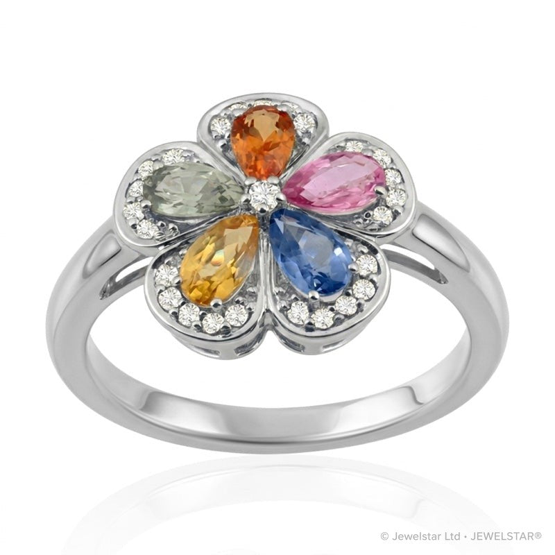 R-52509-CS-W  Diamond & Colour Sapphire Ring