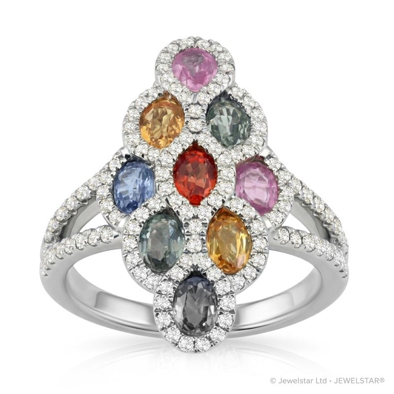 R-52510-CS-W  Diamond & Colour Sapphire Ring