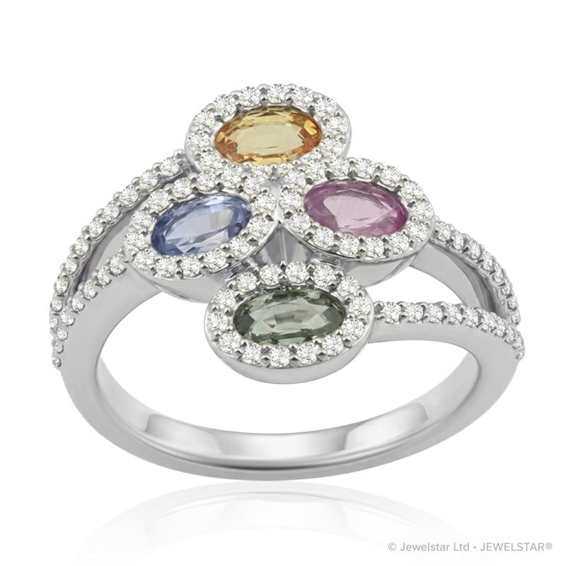 R-52511-CS-W  Diamond & Colour Sapphire Ring
