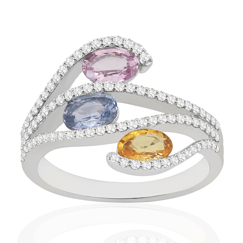 R-52512-CS-W  Diamond & Colour Sapphire Ring