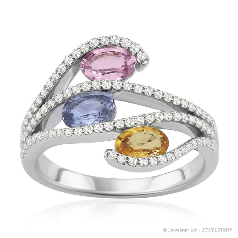 R-52512-CS-W  Diamond & Colour Sapphire Ring