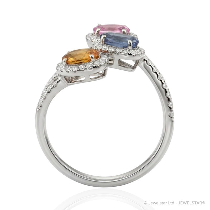 R-52513-CS-W  Diamond & Colour Sapphire Ring