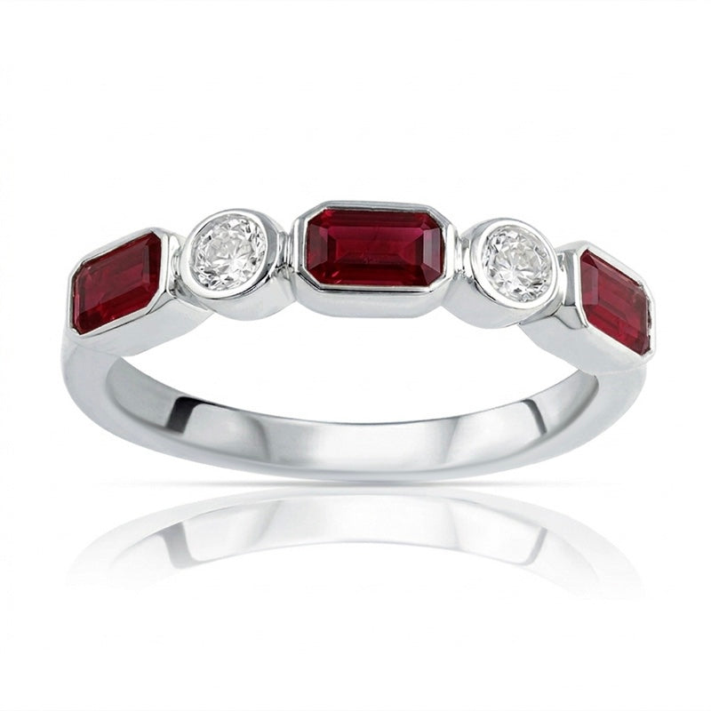 R-55185-RU-W    Diamond & Ruby Five Stone Ring