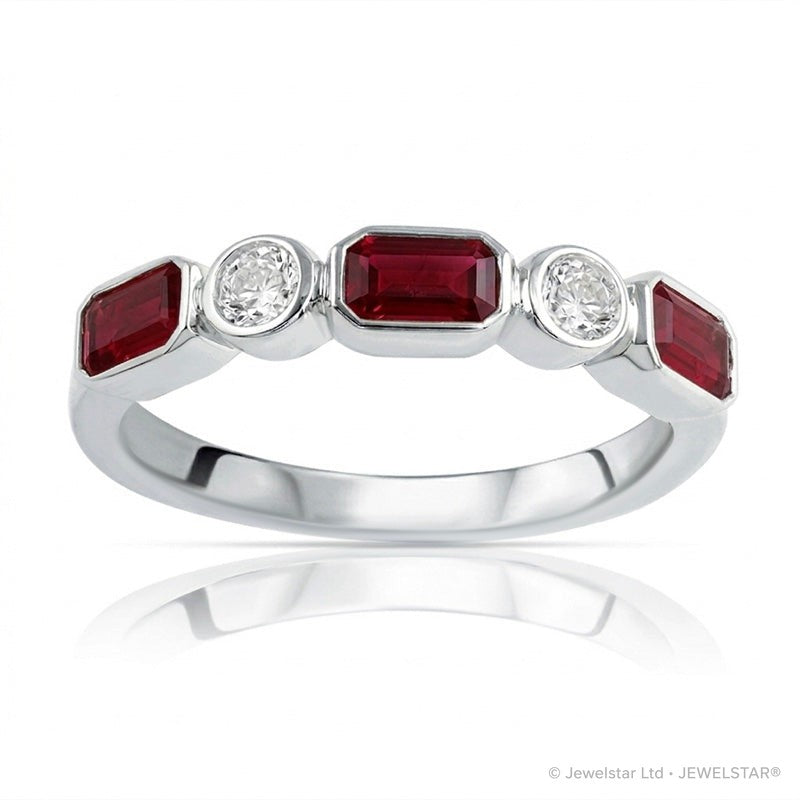 R-55185-RU-W    Diamond & Ruby Five Stone Ring