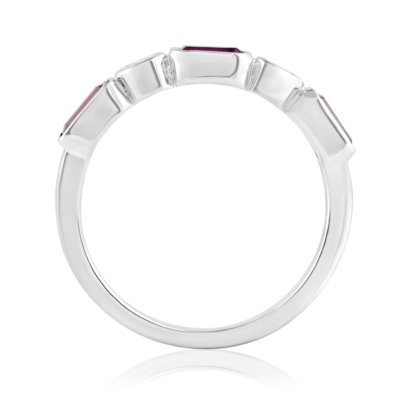 R-55185-RU-W    Diamond & Ruby Five Stone Ring
