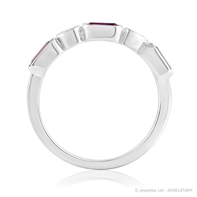 R-55185-RU-W    Diamond & Ruby Five Stone Ring