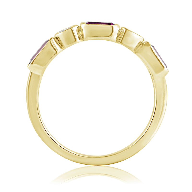 R-55185-RU-Y    Diamond & Ruby Five Stone Ring