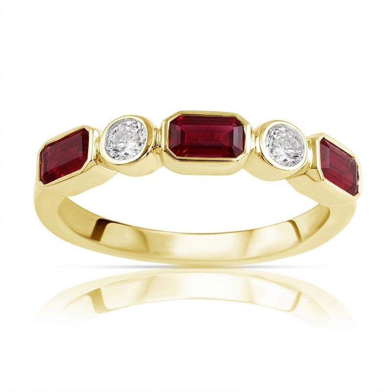 R-55185-RU-Y    Diamond & Ruby Five Stone Ring