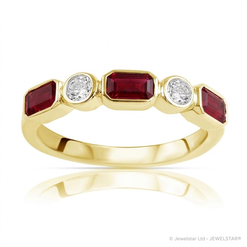 R-55185-RU-Y    Diamond & Ruby Five Stone Ring