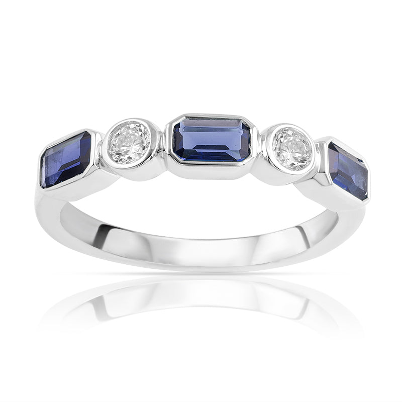R-55185-SA-W    Diamond & Sapphire Five Stone Ring