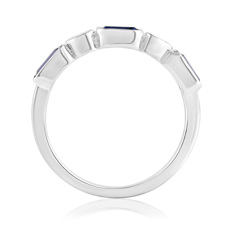 R-55185-SA-W    Diamond & Sapphire Five Stone Ring